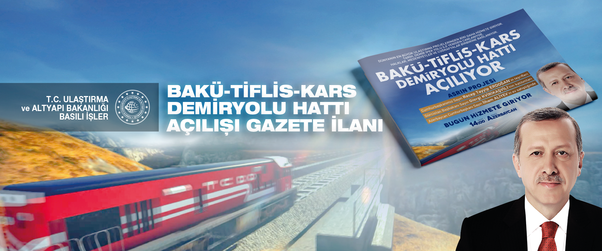 Bakü-Tiflis-Kars Demiryolu Açılışı Gazete İlanı